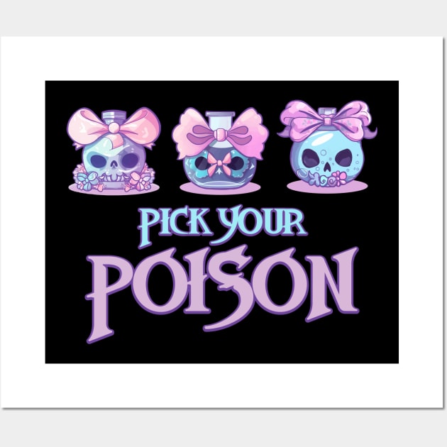 Pick Your Poison Cute Kawaii Witchy Magic Portion Bottles Wall Art by Irene Koh Studio